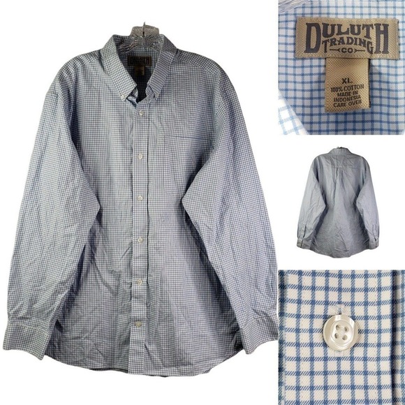 Duluth Trading Company Mens Size XL Button Down Shirt White Multicolor Cotton - Picture 1 of 10